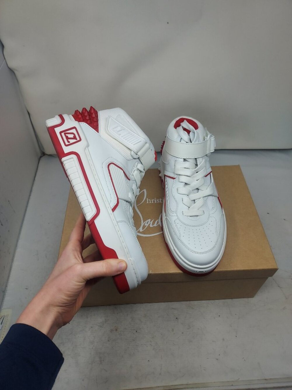 Christian Louboutin MENS Astroloubi Low Top Red Spike Sneaker